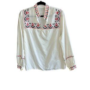 Romanian Vintage Hand Embroidered Cross Stitch Folk Peasant Blouse